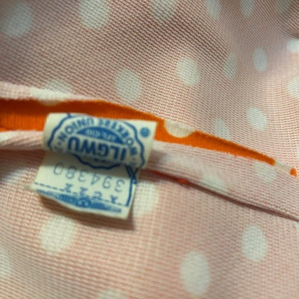 Vintage 60's Orange/White Polka dot drop waist pleated sleeveless dress, size XS - Picture 6 of 6